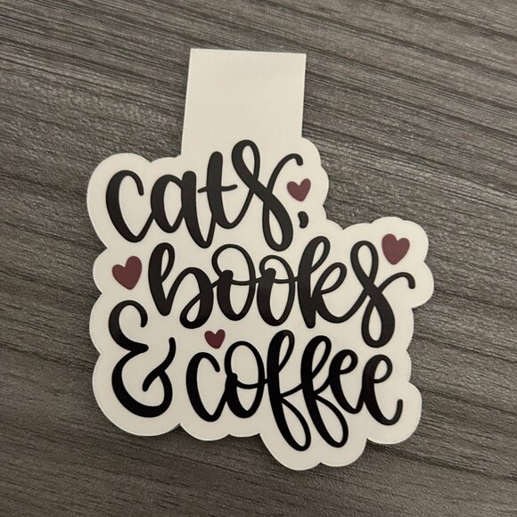 3 for $15 Cats, Books, & Coffee Magnetic Bookmark - Picture 1 of 1
